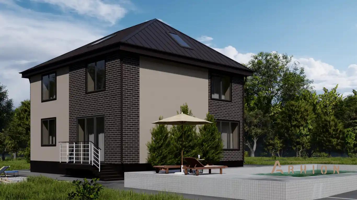 8. Проект двухэтажного дома в современном стиле с четырехскатной, H-1115, площадью - 191 кв c мансардой, балконом