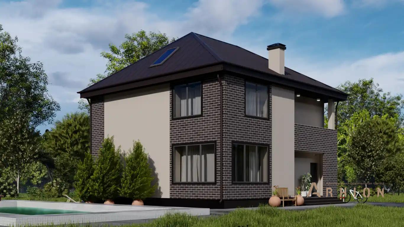 2. Проект двухэтажного дома в современном стиле с четырехскатной, H-1115, площадью - 191 кв c мансардой, балконом