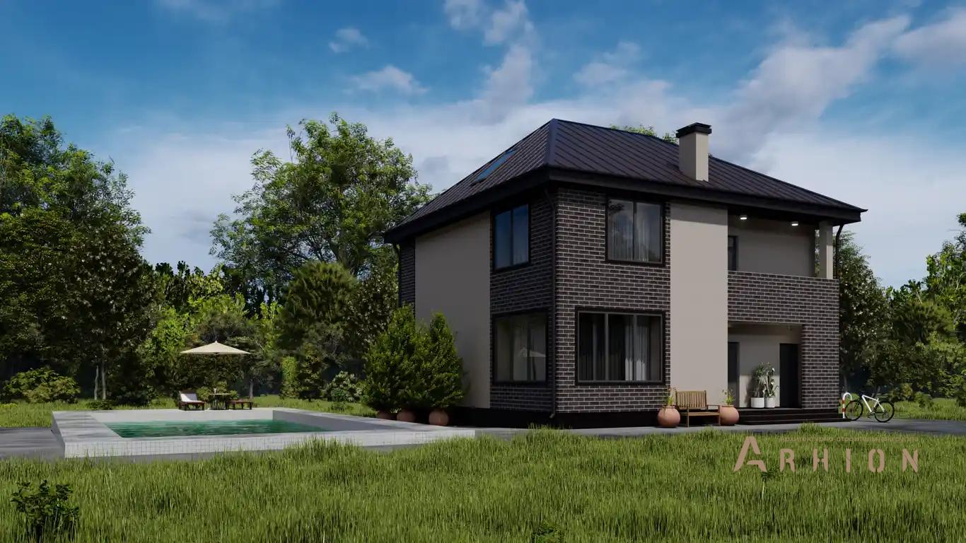 3. Проект двухэтажного дома в современном стиле с четырехскатной, H-1115, площадью - 191 кв c мансардой, балконом