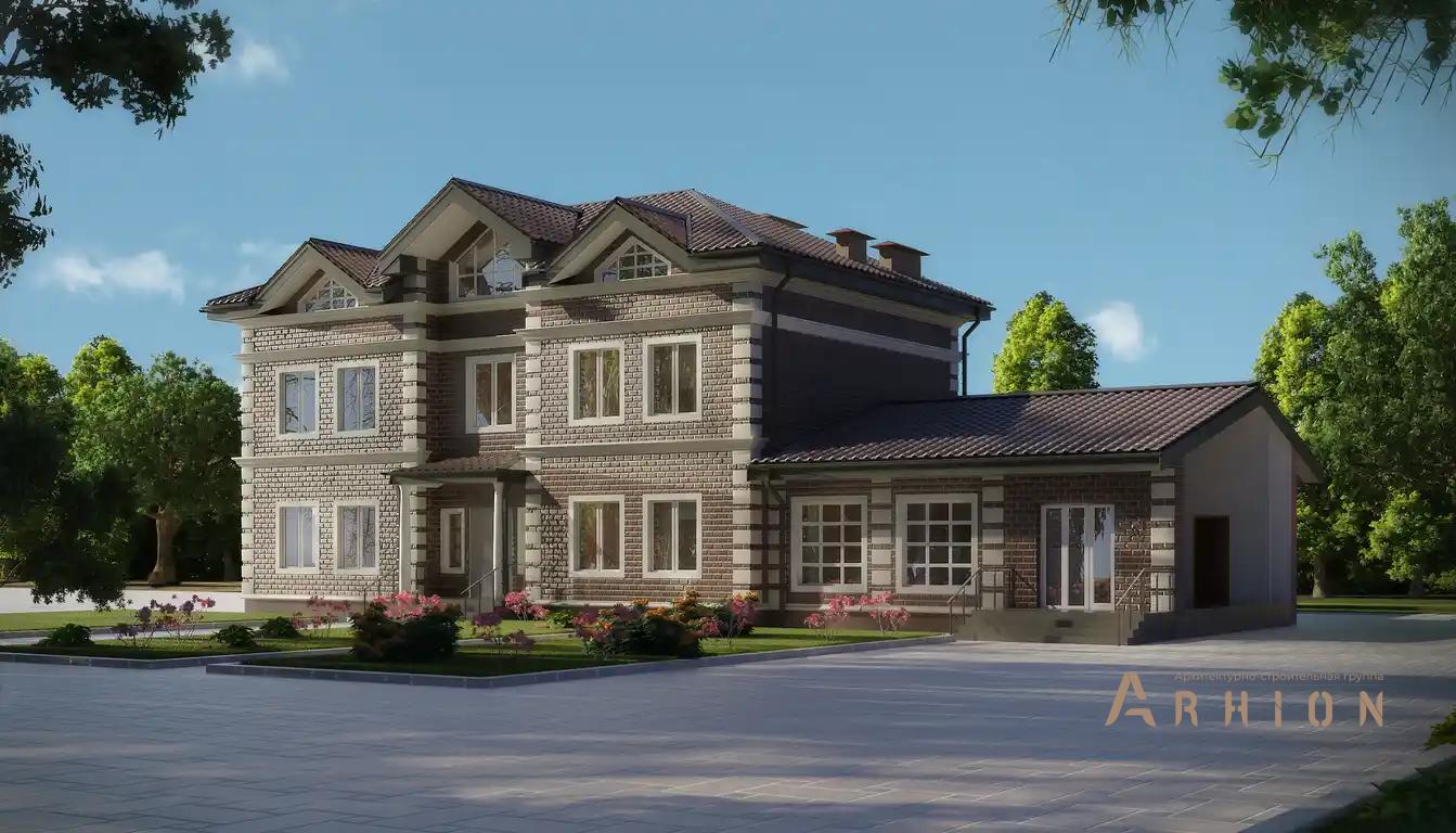 1. Проект двухэтажного дома в европейском стиле с многоскатной кровлей, H-1116, площадью - 471 кв c мансардой, сауной, бассейном