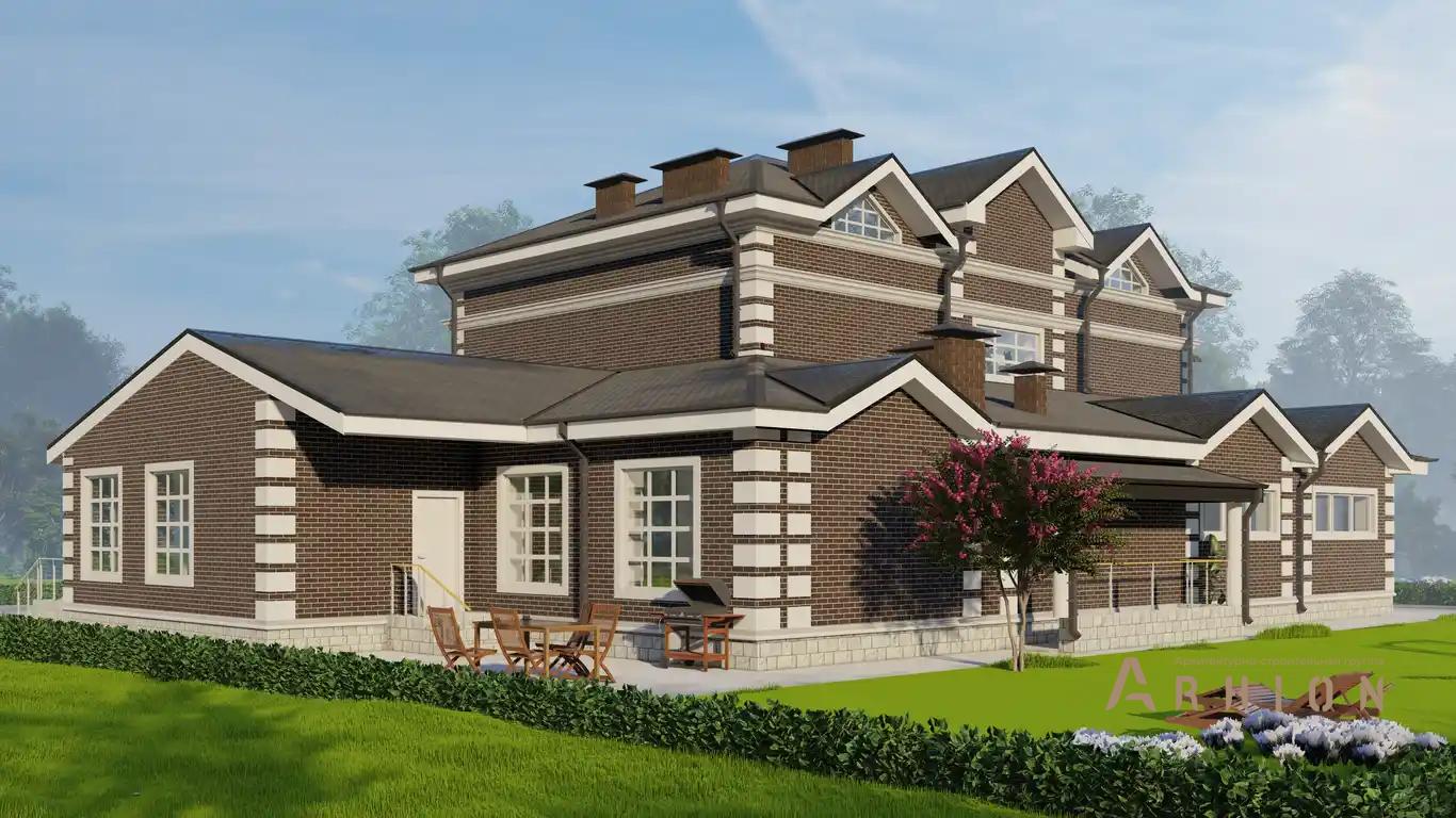 8. Проект двухэтажного дома в европейском стиле с многоскатной кровлей, H-1116, площадью - 471 кв c мансардой, сауной, бассейном