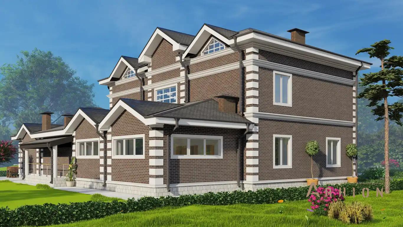 7. Проект двухэтажного дома в европейском стиле с многоскатной кровлей, H-1116, площадью - 471 кв c мансардой, сауной, бассейном