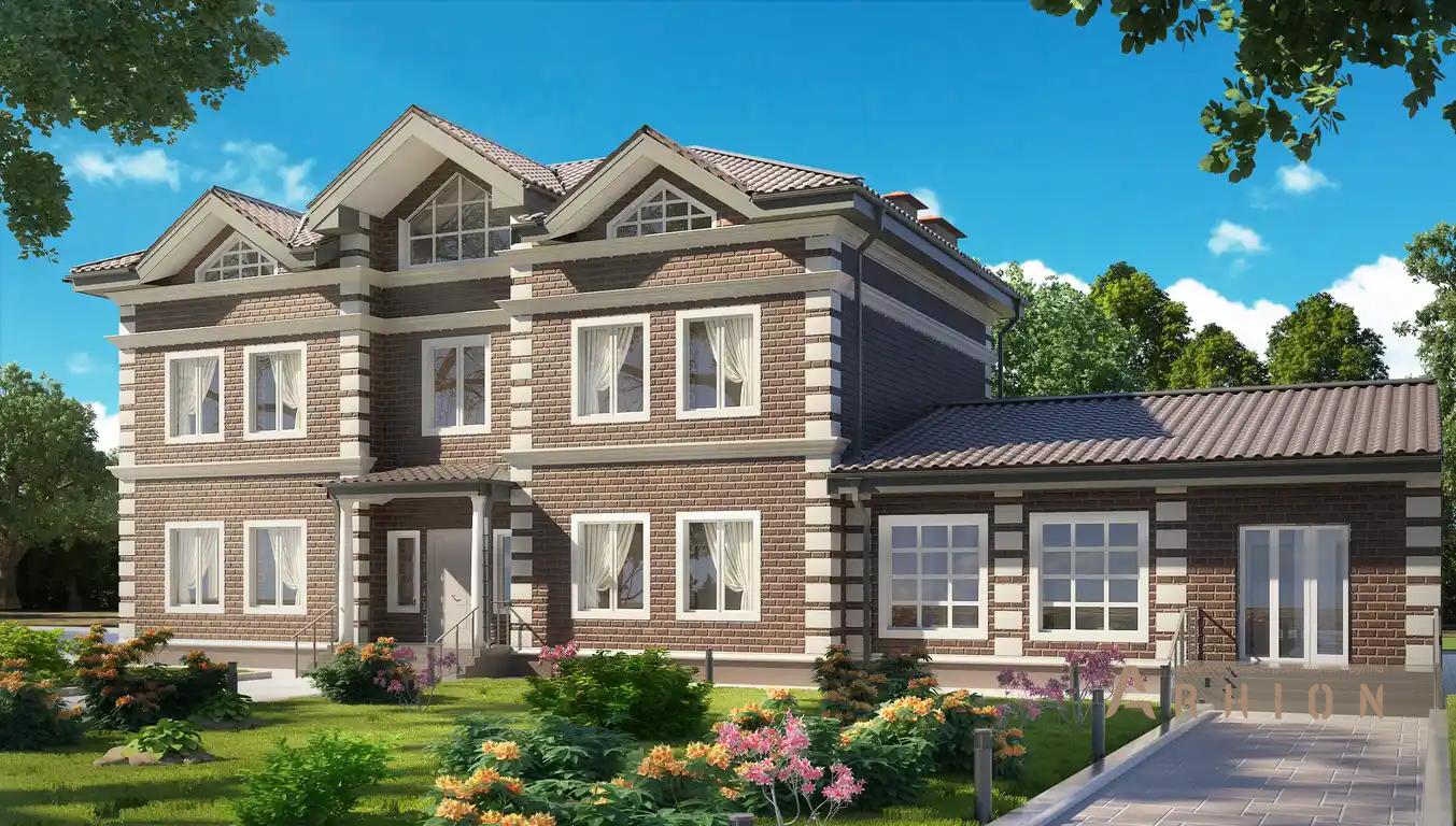 4. Проект двухэтажного дома в европейском стиле с многоскатной кровлей, H-1116, площадью - 471 кв c мансардой, сауной, бассейном