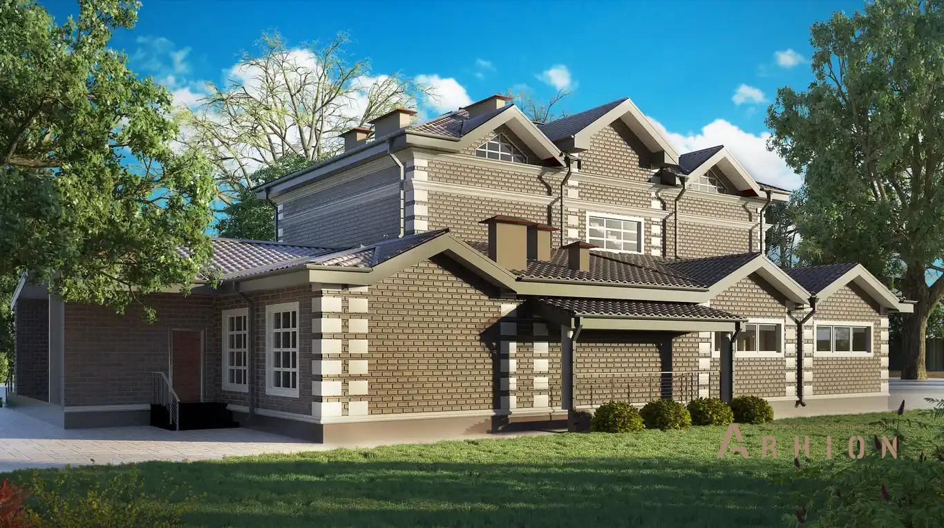 3. Проект двухэтажного дома в европейском стиле с многоскатной кровлей, H-1116, площадью - 471 кв c мансардой, сауной, бассейном