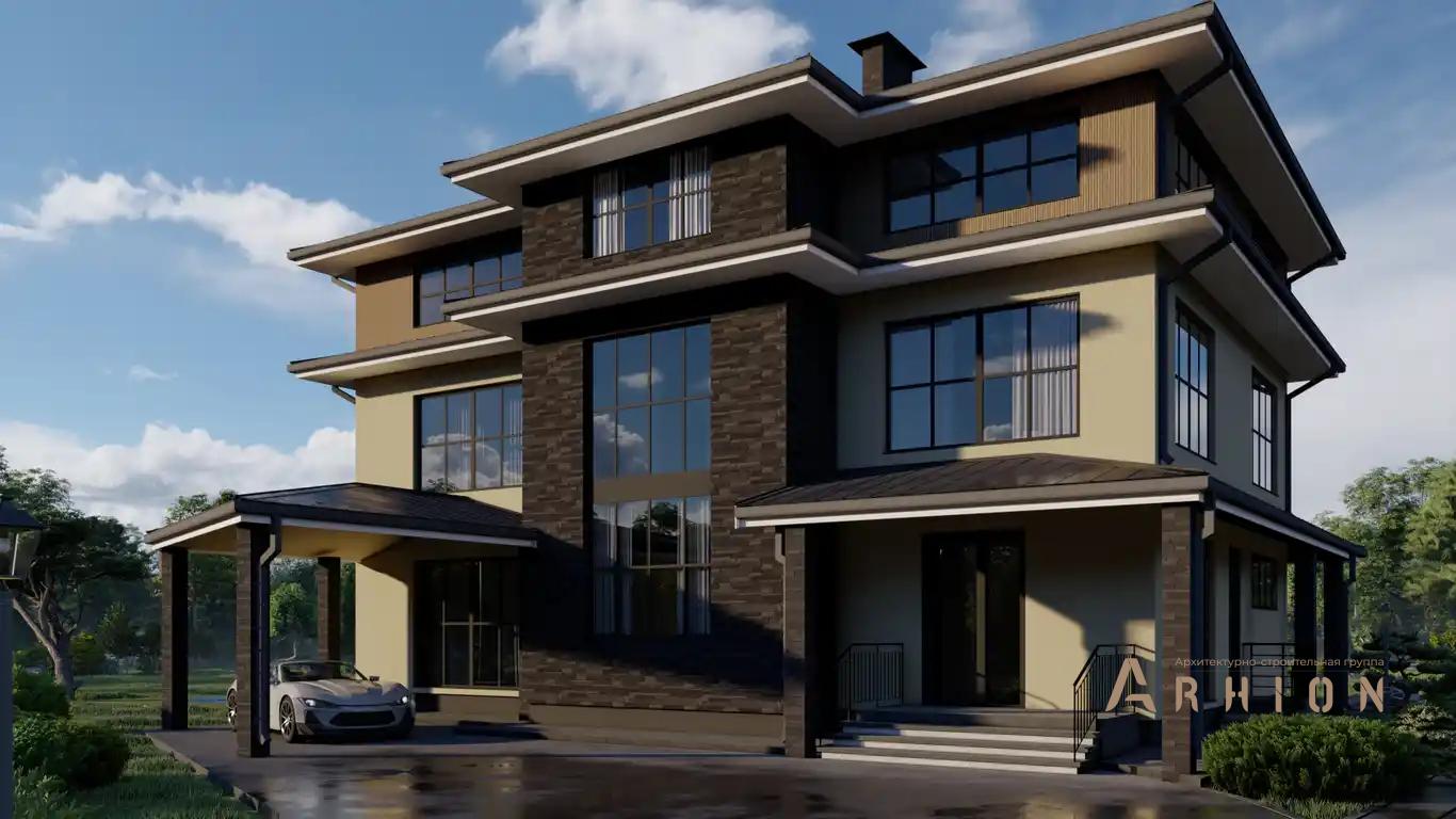 7. Проект трехэтажного дома в современном стиле с четырехскатной, H-1117, площадью - 260 кв