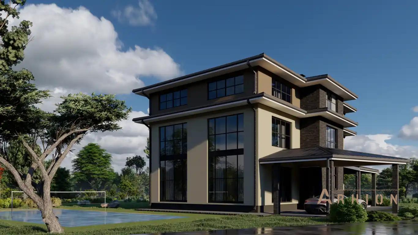 5. Проект трехэтажного дома в современном стиле с четырехскатной, H-1117, площадью - 260 кв