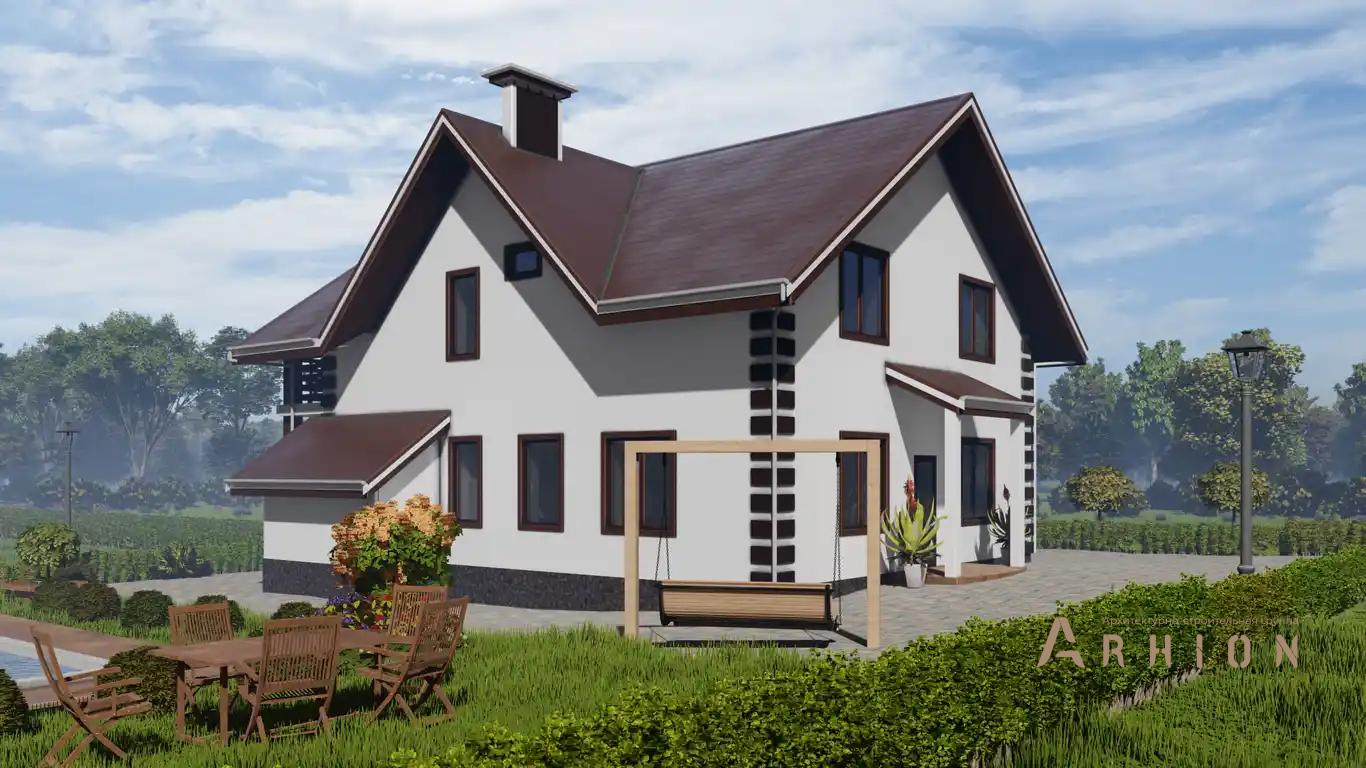 6. Проект двухэтажного дома в европейском стиле с многоскатной кровлей, H-1122, площадью - 250 кв c цокольным этажом, мансардой, терассой, балконом