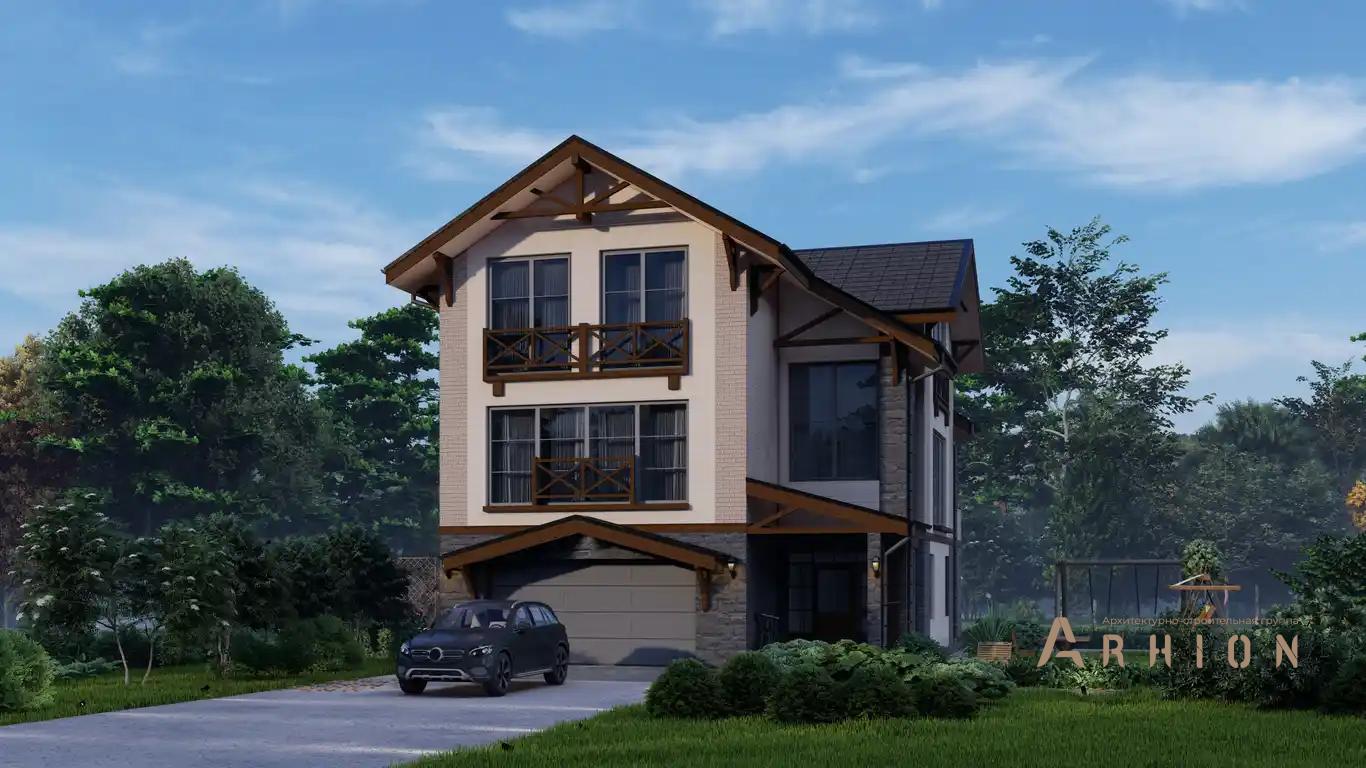 7. Проект двухэтажного дома в европейском стиле с многоскатной кровлей, H-1124, площадью - 271 кв c мансардой, сауной, терассой, гаражом, эркером