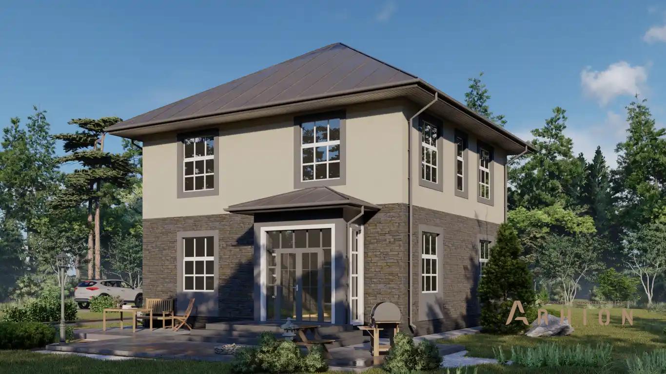 8. Проект двухэтажного дома в европейском стиле с четырехскатной, H-1131, площадью - 157 кв