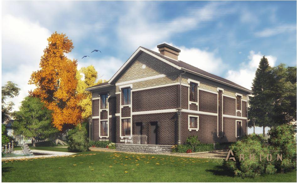 2. Проект двухэтажного дома в современном классическом стиле с четырехскатной, h-1134, площадью - 238 кв c сауной, балконом