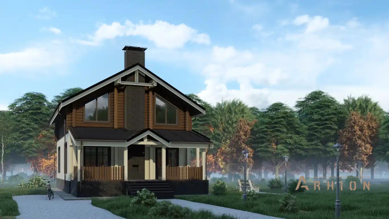 5. Проект одноэтажного дома в скандинавском стиле с двускатной кровлей, H-1135, площадью - 186 кв c мансардой, терассой