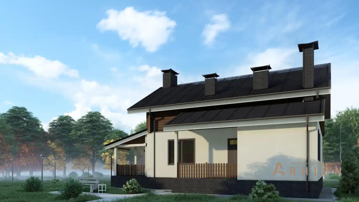 2. Проект одноэтажного дома в скандинавском стиле с двускатной кровлей, H-1135, площадью - 186 кв c мансардой, терассой