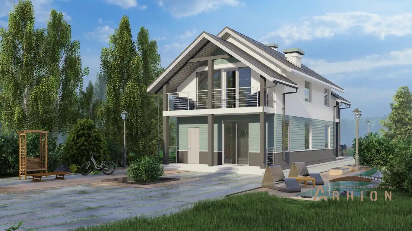 2. Проект одноэтажного дома в европейском стиле с многоскатной кровлей, H-1137, площадью - 138 кв c мансардой, терассой, балконом