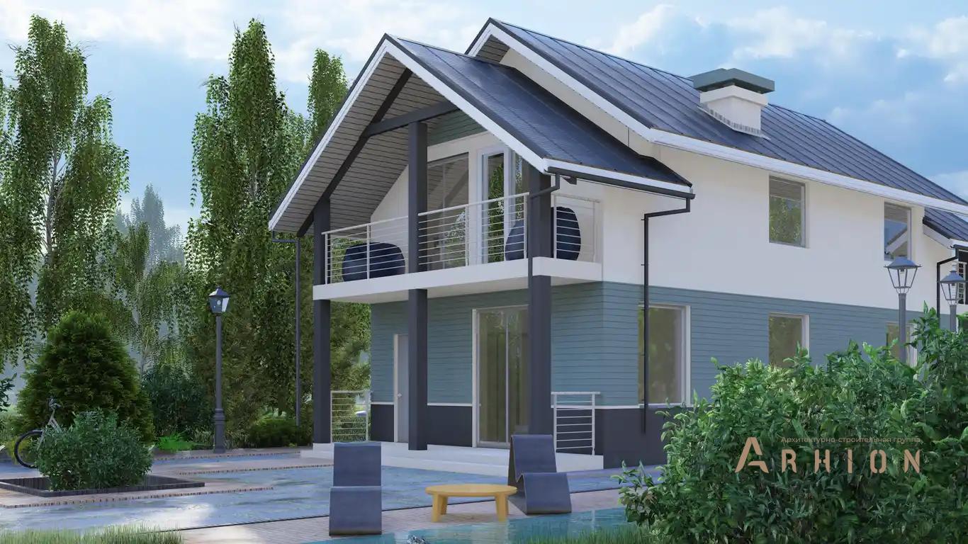 6. Проект одноэтажного дома в европейском стиле с многоскатной кровлей, H-1137, площадью - 138 кв c мансардой, терассой, балконом