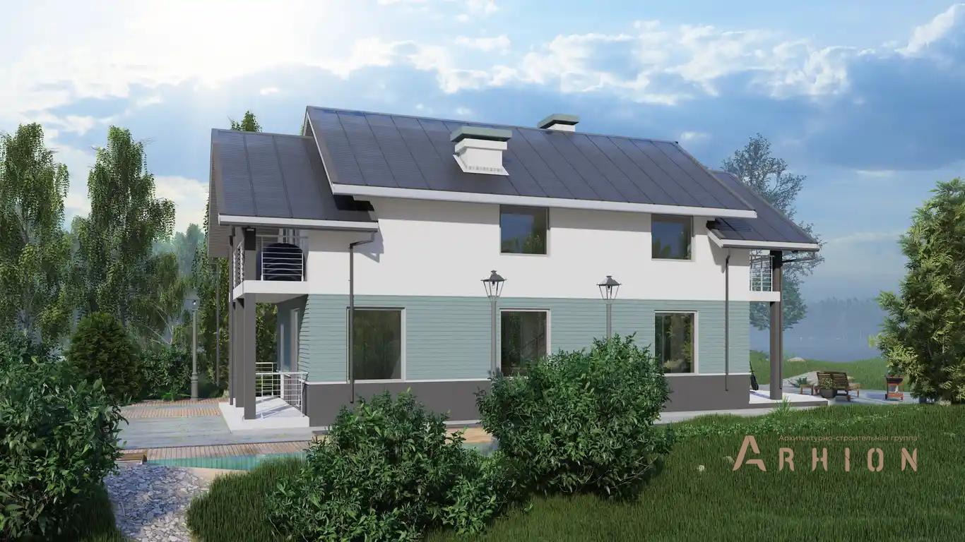 4. Проект одноэтажного дома в европейском стиле с многоскатной кровлей, H-1137, площадью - 138 кв c мансардой, терассой, балконом