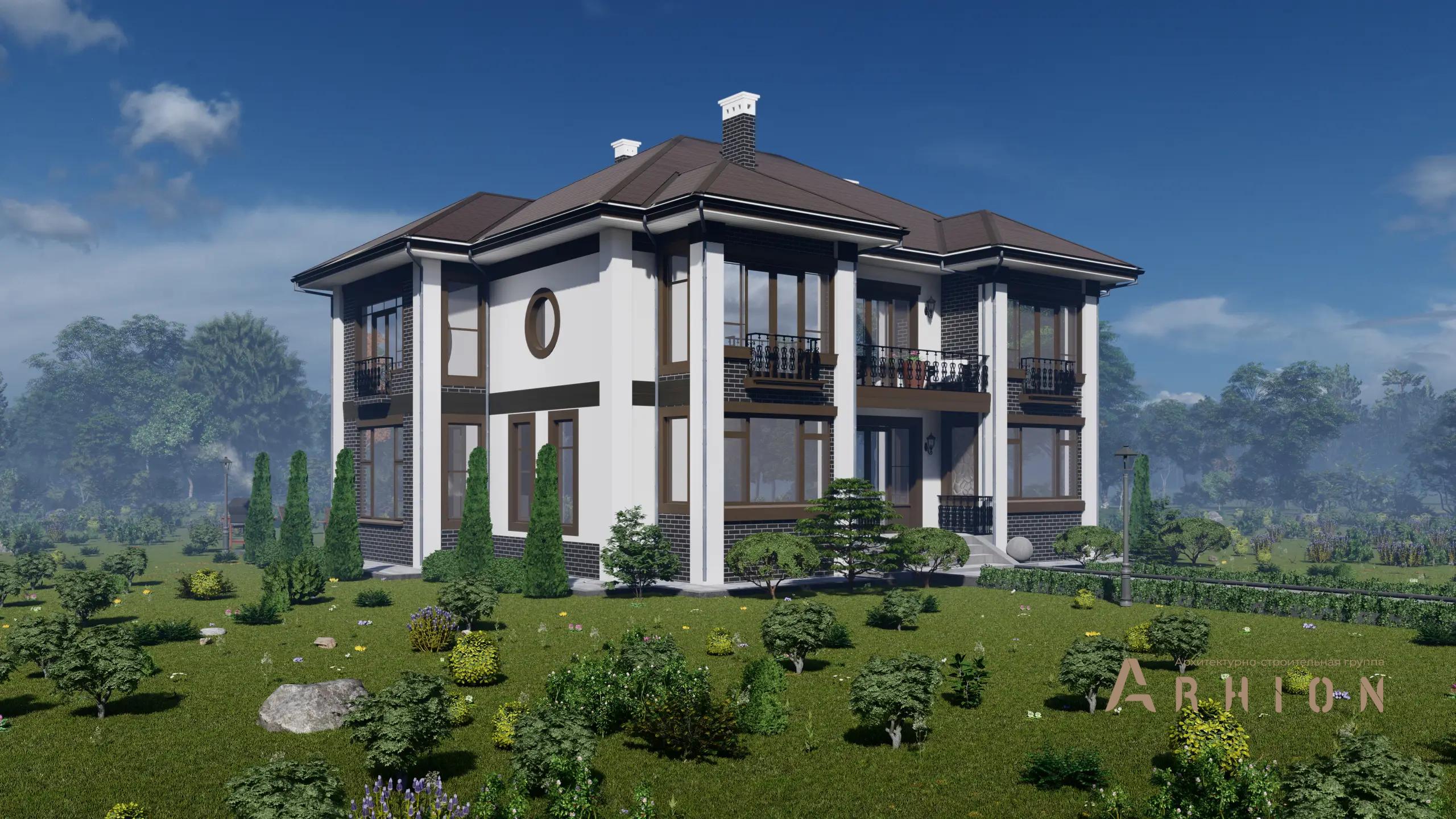 5. Проект двухэтажного дома в современном стиле с многоскатной кровлей, H-1138, площадью - 284 кв c терассой, балконом