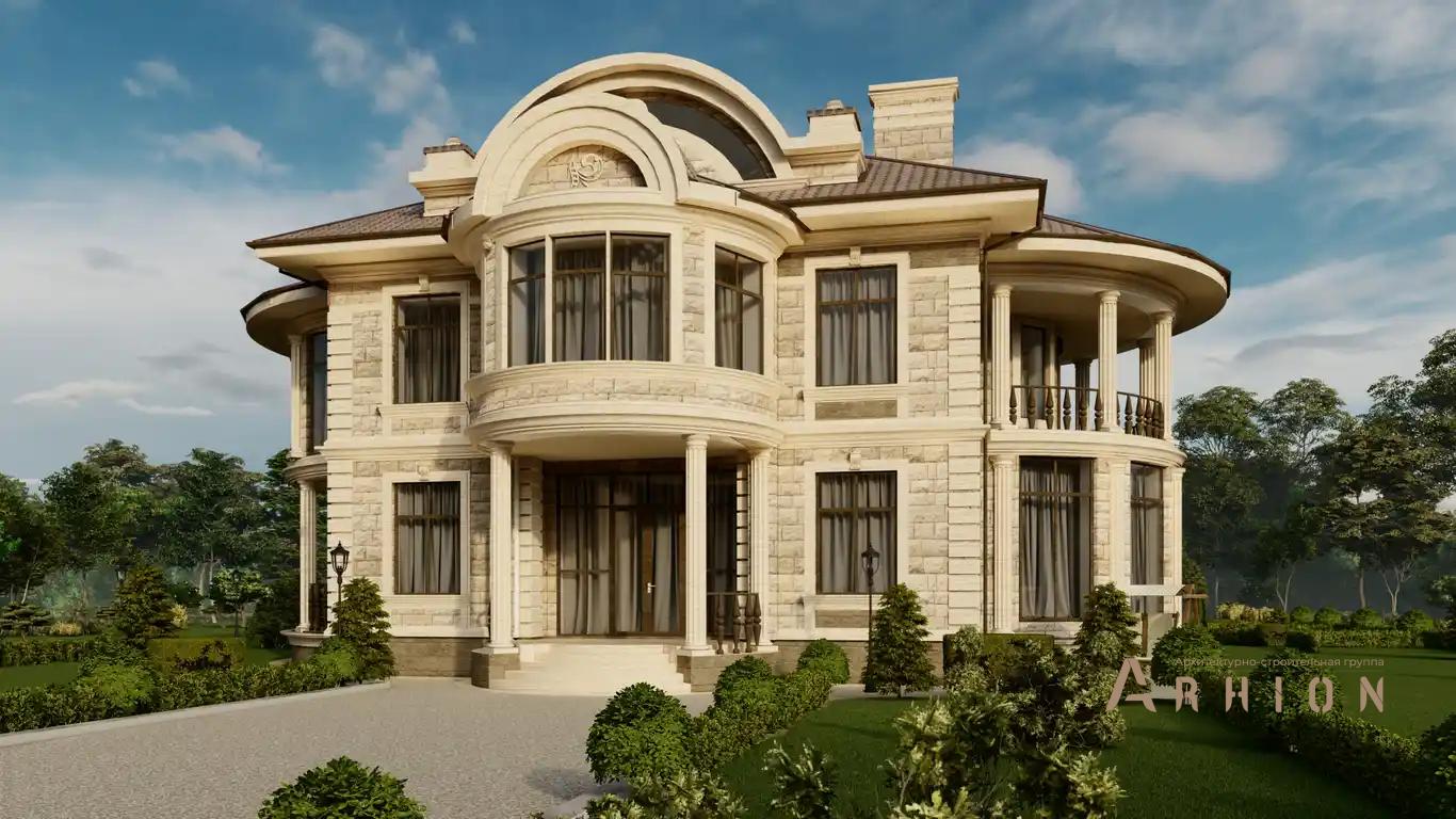 1. Проект двухэтажного дома в классическом стиле с многоскатной кровлей, H-1141, площадью - 483 кв c мансардой, терассой, балконом, эркером, вторым светом