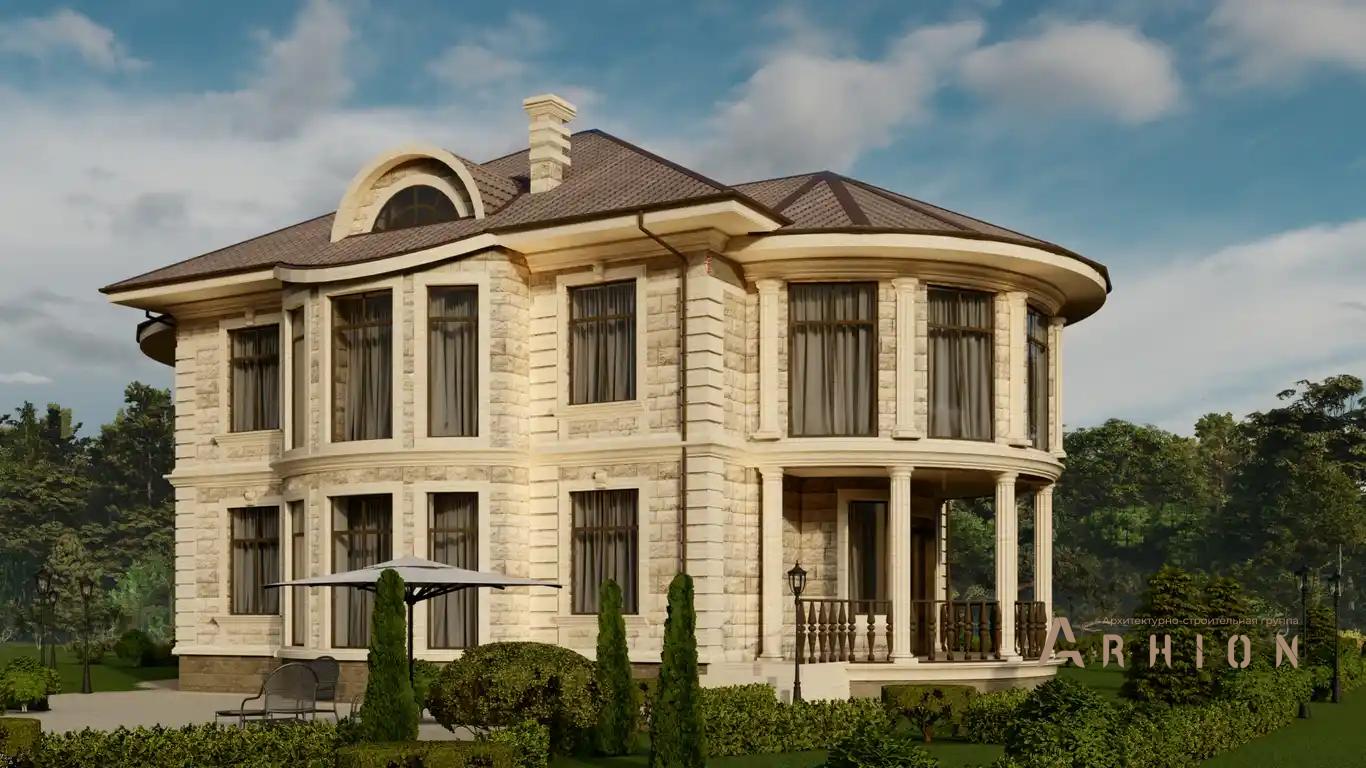 8. Проект двухэтажного дома в классическом стиле с многоскатной кровлей, H-1141, площадью - 483 кв c мансардой, терассой, балконом, эркером, вторым светом