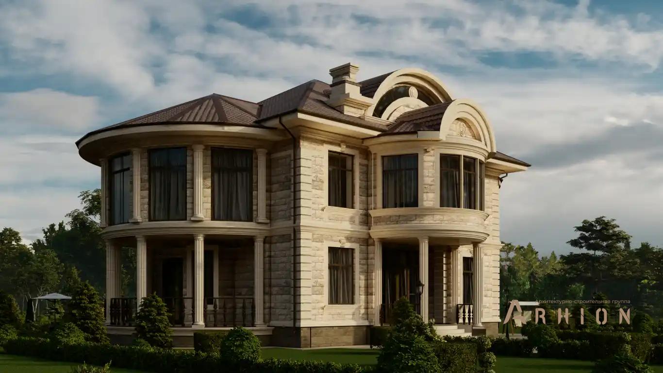 6. Проект двухэтажного дома в классическом стиле с многоскатной кровлей, H-1141, площадью - 483 кв c мансардой, терассой, балконом, эркером, вторым светом