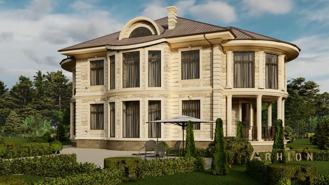 2. Проект двухэтажного дома в классическом стиле с многоскатной кровлей, H-1141, площадью - 483 кв c мансардой, терассой, балконом, эркером, вторым светом