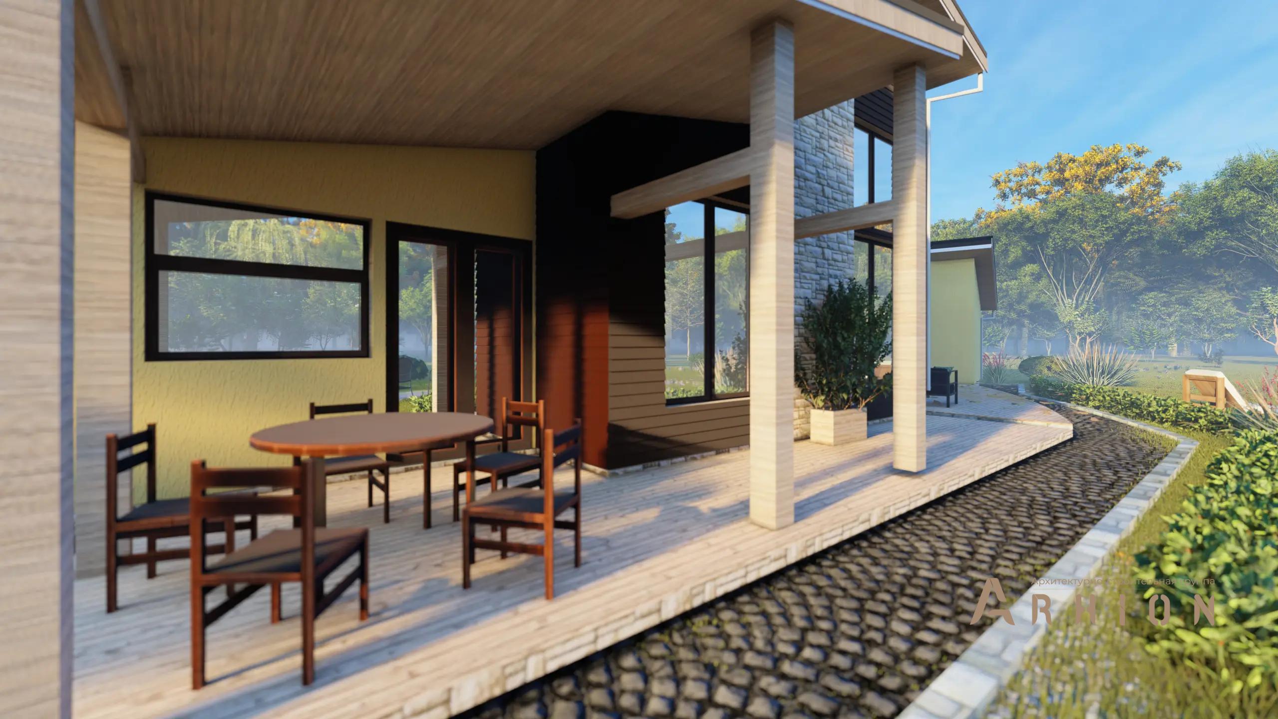 4. Проект двухэтажного дома в стиле шале с многоскатной кровлей, H-1245, площадью - 220 кв c сауной, терассой, балконом, вторым светом