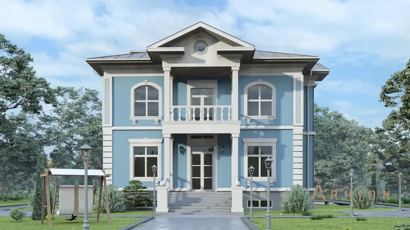 7. Проект двухэтажного дома в классическом стиле с многоскатной кровлей, H-1246, площадью - 482 кв c цокольным этажом, мансардой, терассой, балконом