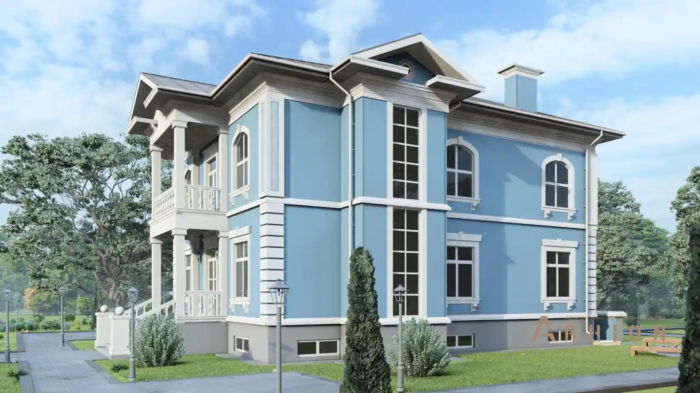 6. Проект двухэтажного дома в классическом стиле с многоскатной кровлей, H-1246, площадью - 482 кв c цокольным этажом, мансардой, терассой, балконом