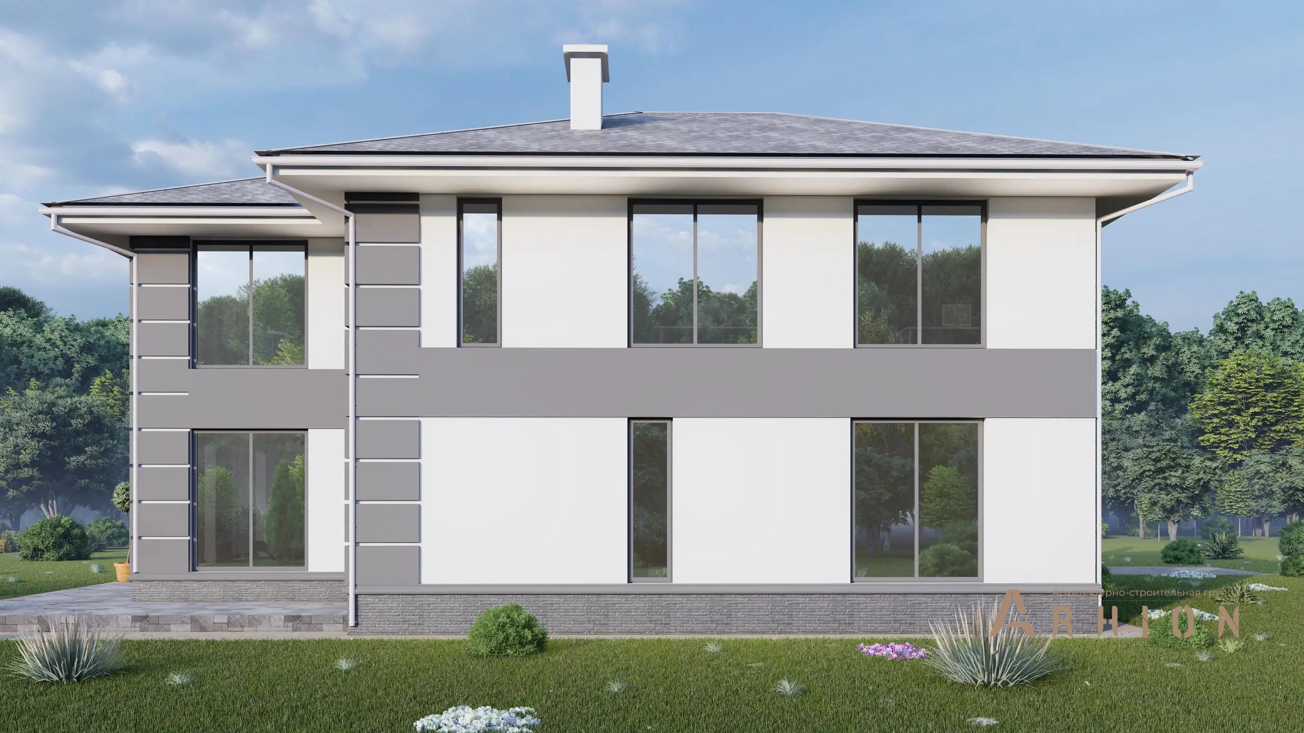 6. Проект двухэтажного дома в современном стиле с многоскатной кровлей, H-1256, площадью - 196 кв c терассой, балконом, гаражом