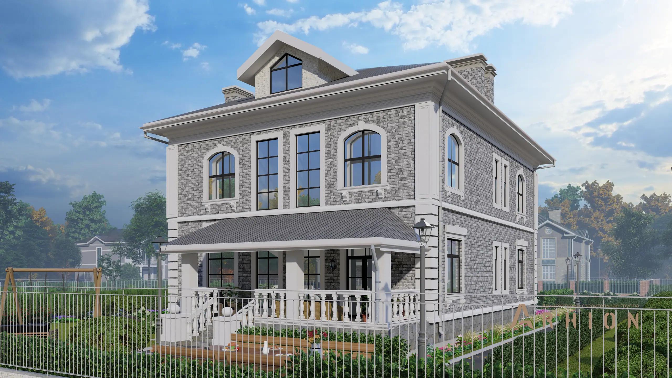 4. Проект двухэтажного дома в классическом стиле с многоскатной кровлей, H-1260, площадью - 279 кв c терассой, балконом