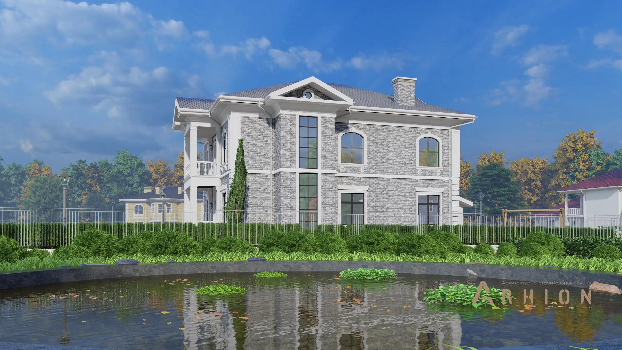 2. Проект двухэтажного дома в классическом стиле с многоскатной кровлей, H-1260, площадью - 279 кв c терассой, балконом