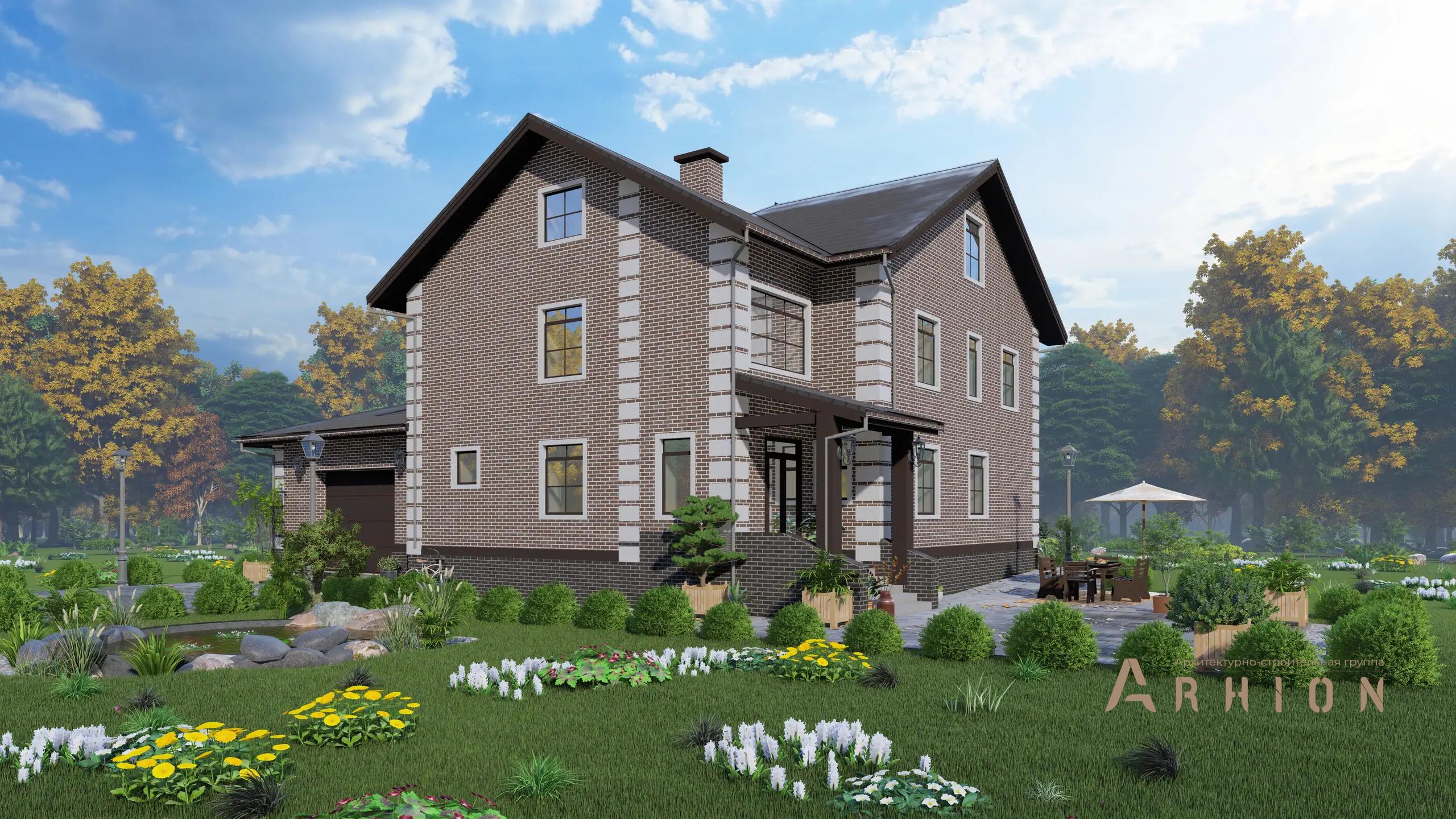 7. Проект двухэтажного дома в европейском стиле с многоскатной кровлей, H-1270, площадью - 416 кв c цокольным этажом, мансардой, балконом, гаражом