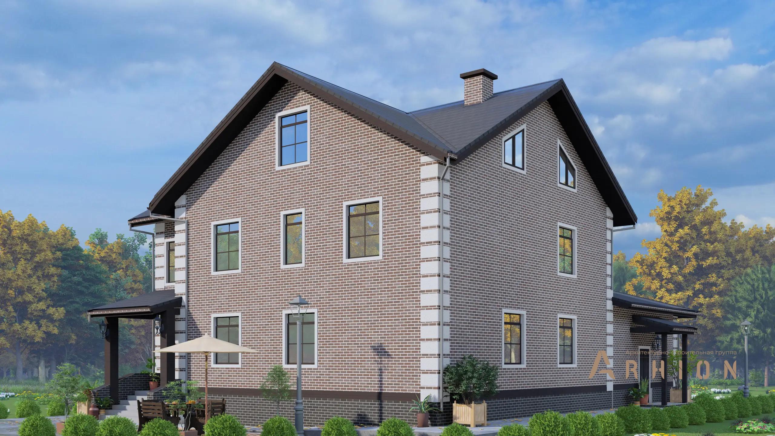 4. Проект двухэтажного дома в европейском стиле с многоскатной кровлей, H-1270, площадью - 416 кв c цокольным этажом, мансардой, балконом, гаражом