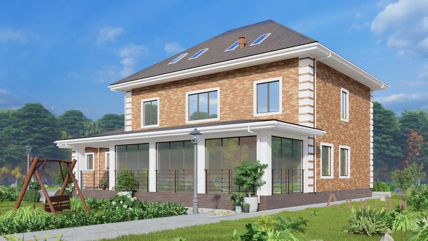 7. Проект двухэтажного дома в европейском стиле с четырехскатной, H-1271, площадью - 432 кв c мансардой, терассой, гаражом