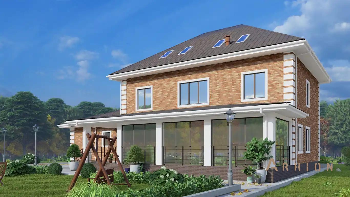 2. Проект двухэтажного дома в европейском стиле с четырехскатной, H-1271, площадью - 432 кв c мансардой, терассой, гаражом