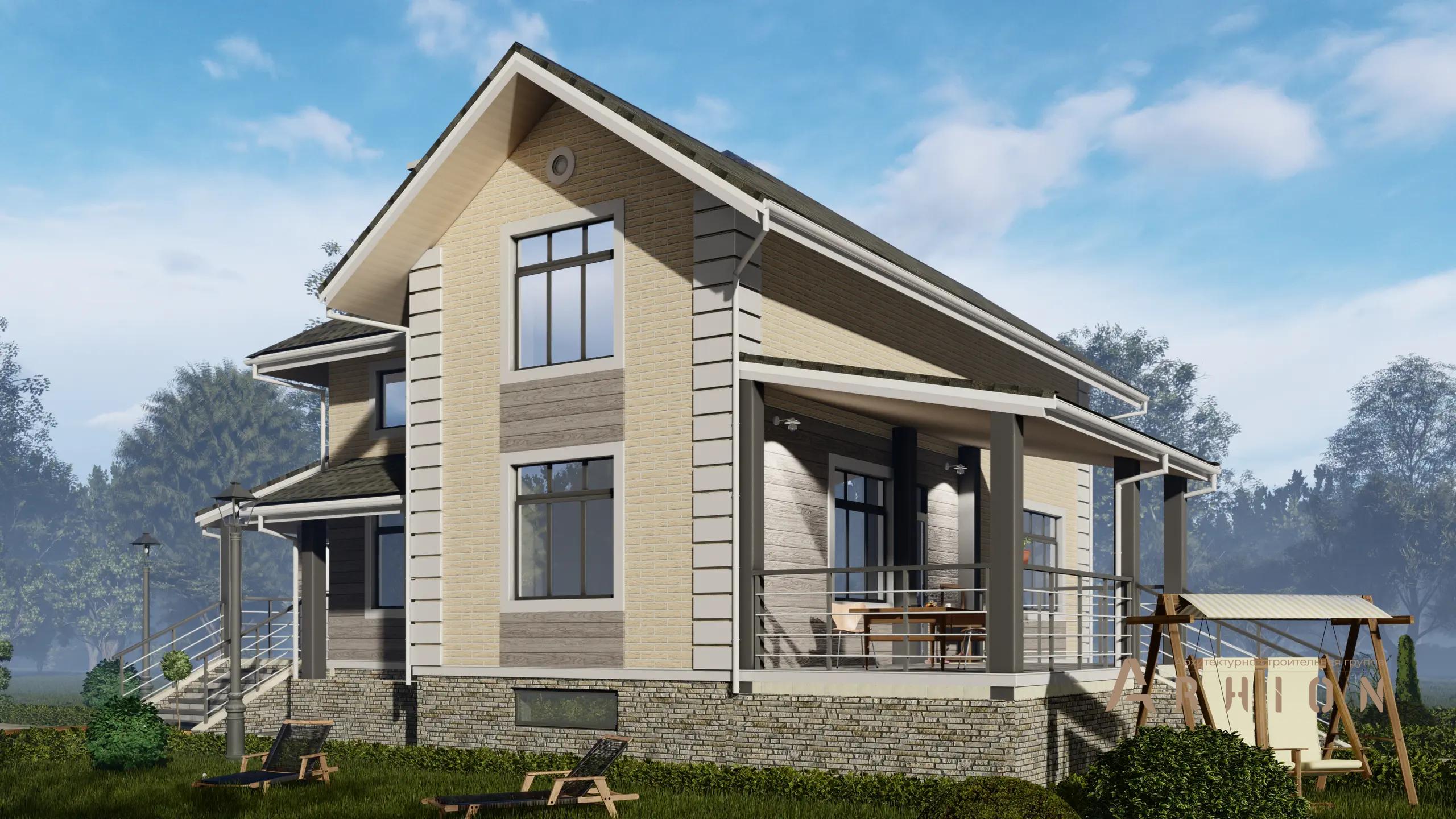 11. Проект двухэтажного дома в немецком стиле с многоскатной кровлей, H-1305, площадью - 280 кв c цокольным этажом, терассой