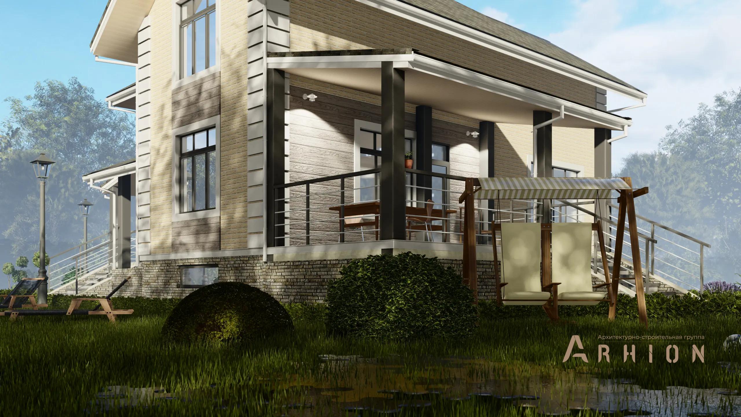 18. Проект двухэтажного дома в немецком стиле с многоскатной кровлей, H-1305, площадью - 280 кв c цокольным этажом, терассой