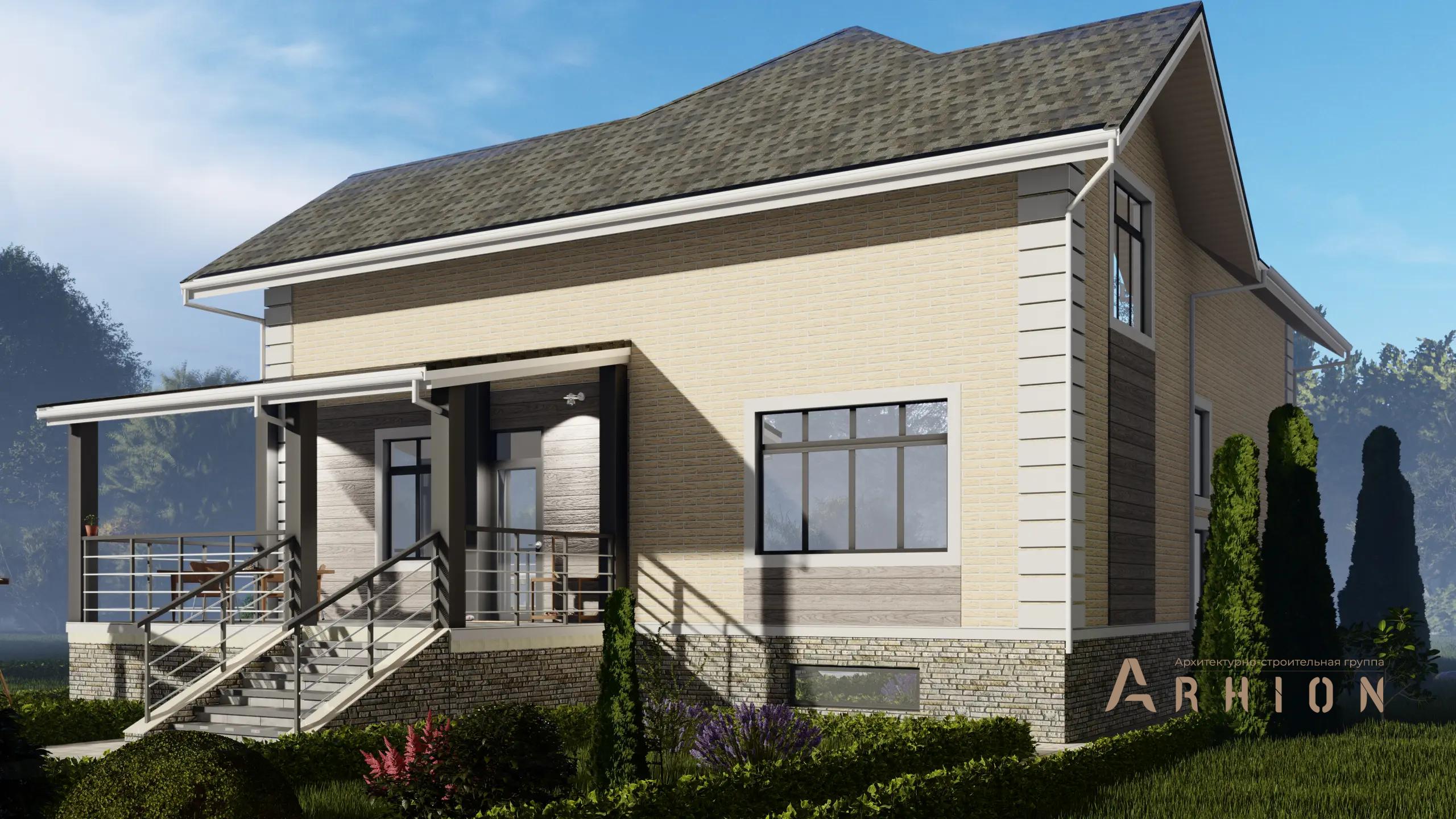 8. Проект двухэтажного дома в немецком стиле с многоскатной кровлей, H-1305, площадью - 280 кв c цокольным этажом, терассой