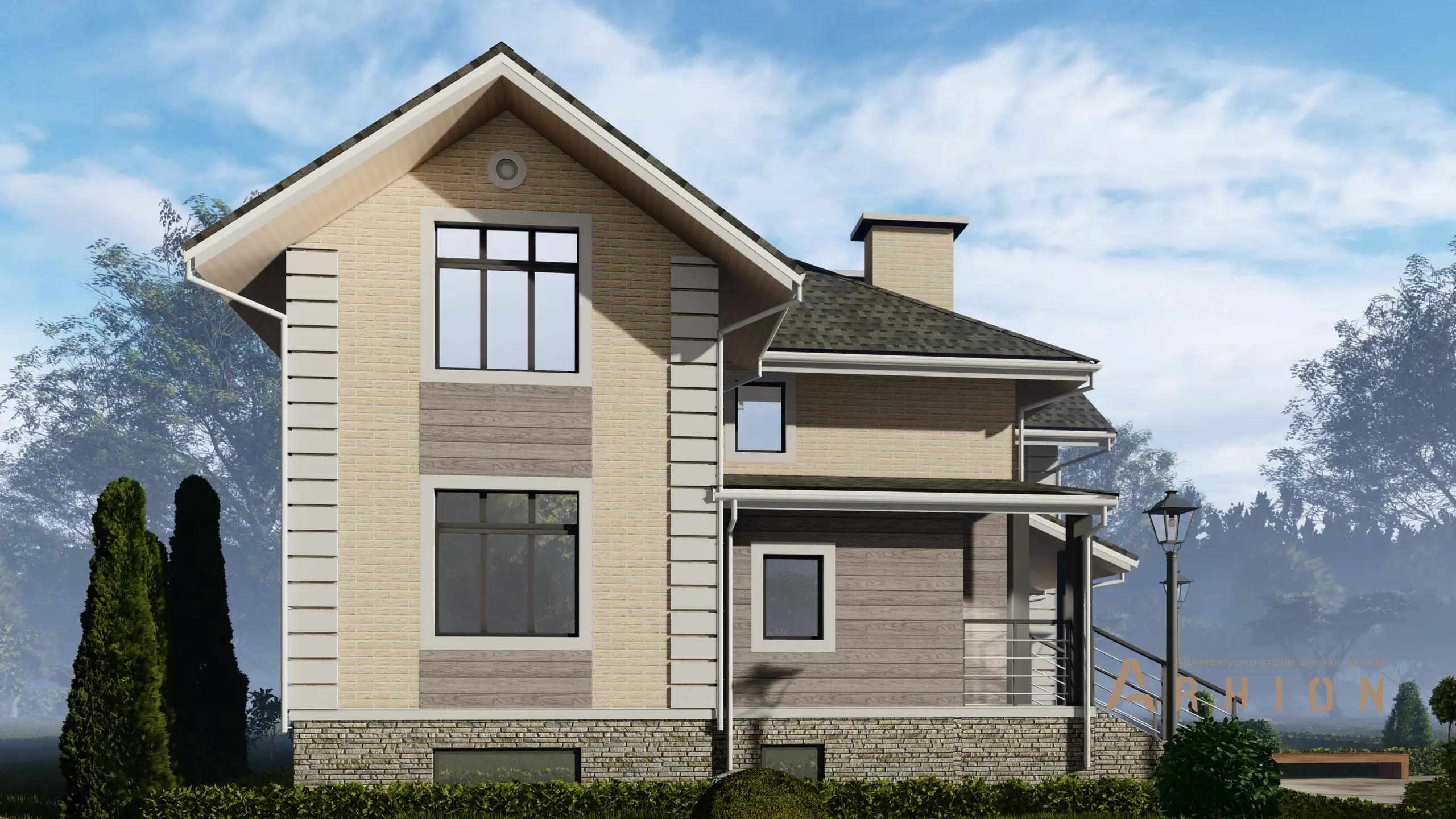 3. Проект двухэтажного дома в немецком стиле с многоскатной кровлей, H-1305, площадью - 280 кв c цокольным этажом, терассой