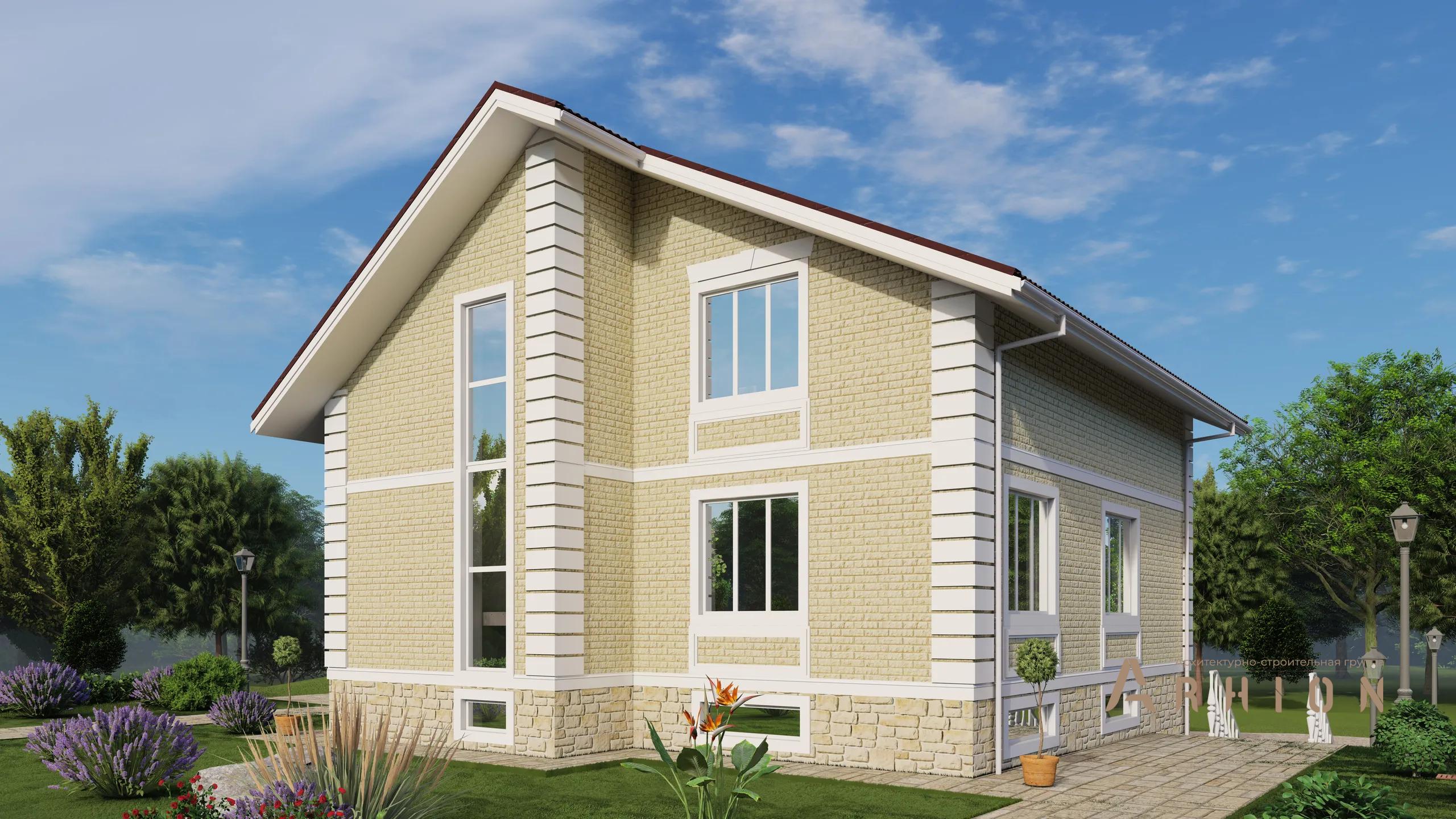 4. Проект двухэтажного дома в современном классическом стиле с двускатной кровлей, H-1306, площадью - 245 кв c цокольным этажом, мансардой, гаражом