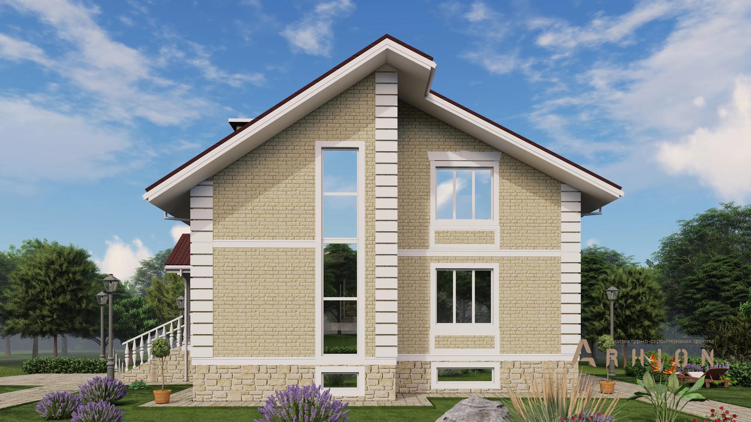 5. Проект двухэтажного дома в современном классическом стиле с двускатной кровлей, H-1306, площадью - 245 кв c цокольным этажом, мансардой, гаражом