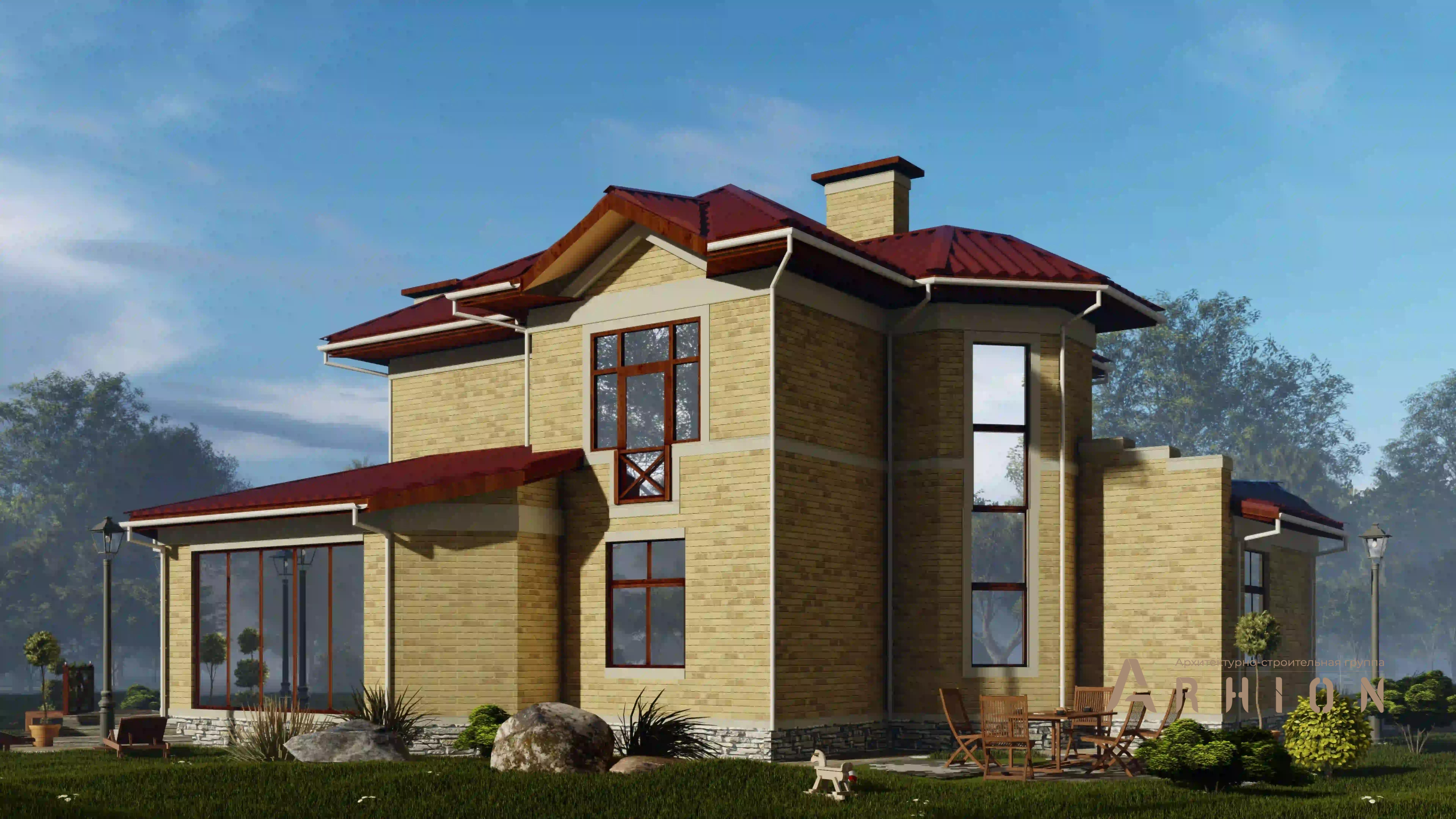 5. Проект двухэтажного дома в современном стиле с многоскатной кровлей, H-1312, площадью - 210 кв