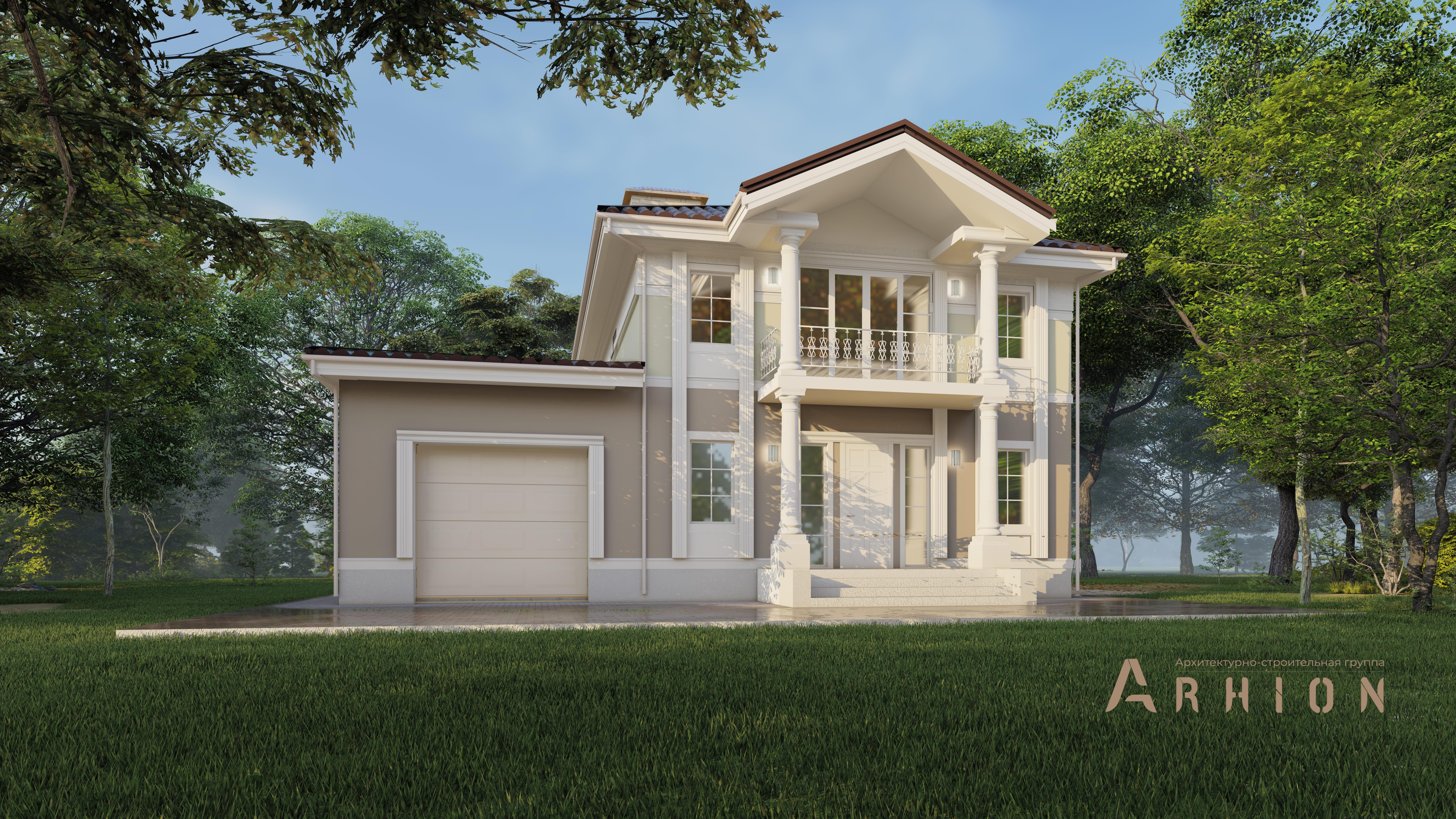 5. Проект двухэтажного дома в современном классическом стиле с многоскатной кровлей, H-1400, площадью - 219 кв c гаражом