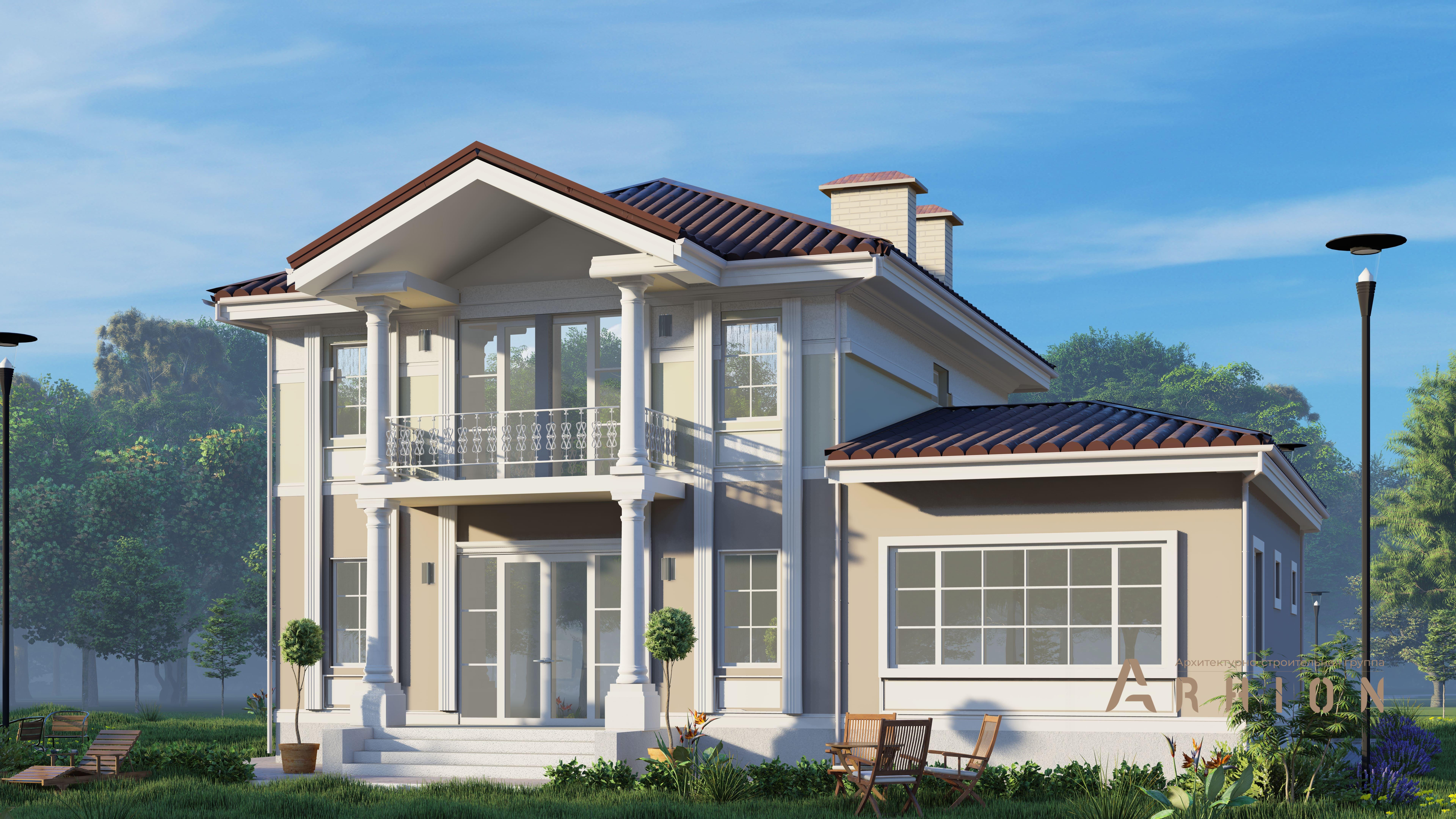 3. Проект двухэтажного дома в современном классическом стиле с многоскатной кровлей, H-1400, площадью - 219 кв c гаражом