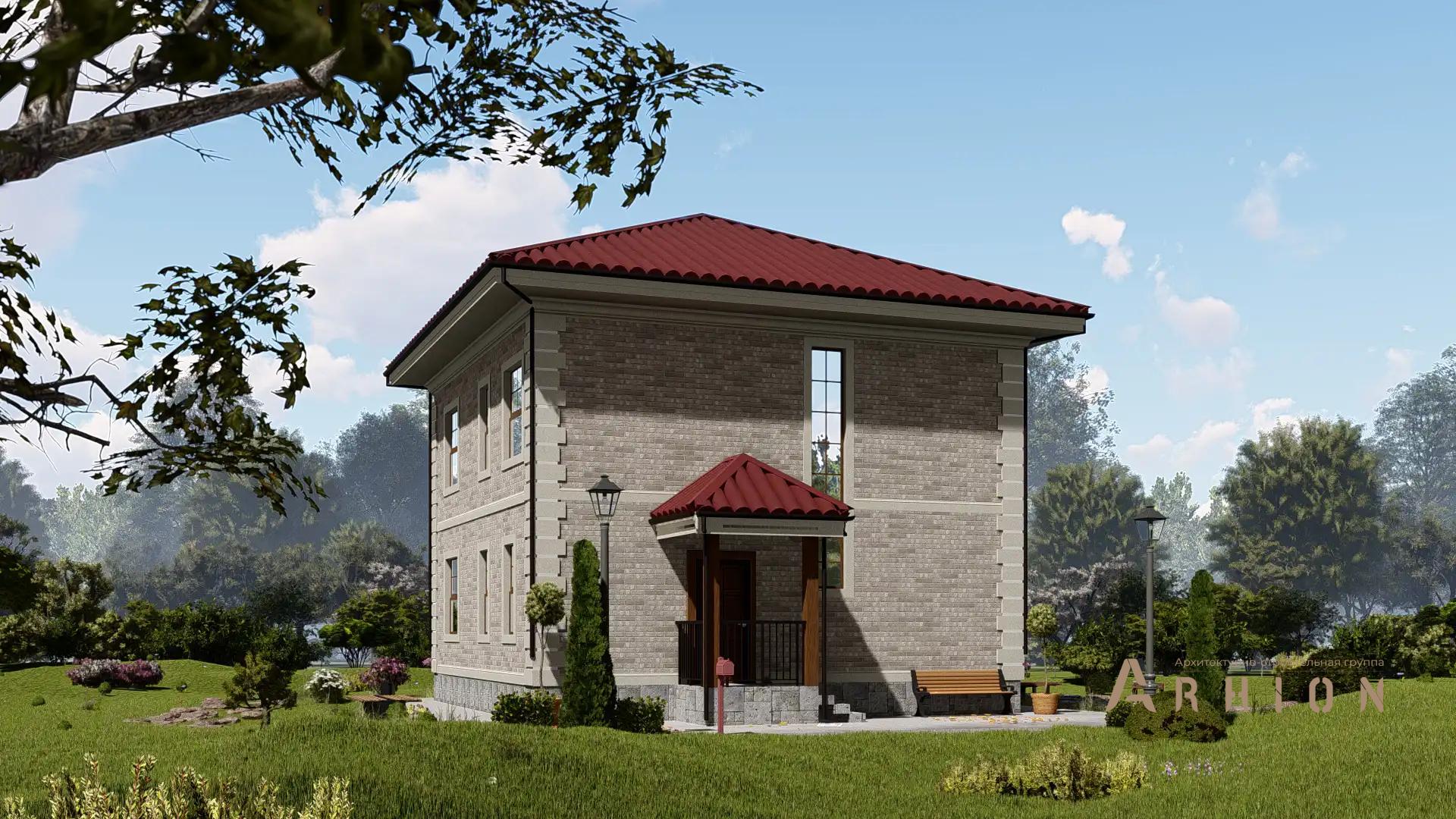 2. Проект двухэтажного дома в современном стиле с четырехскатной, H-1402, площадью - 135 кв