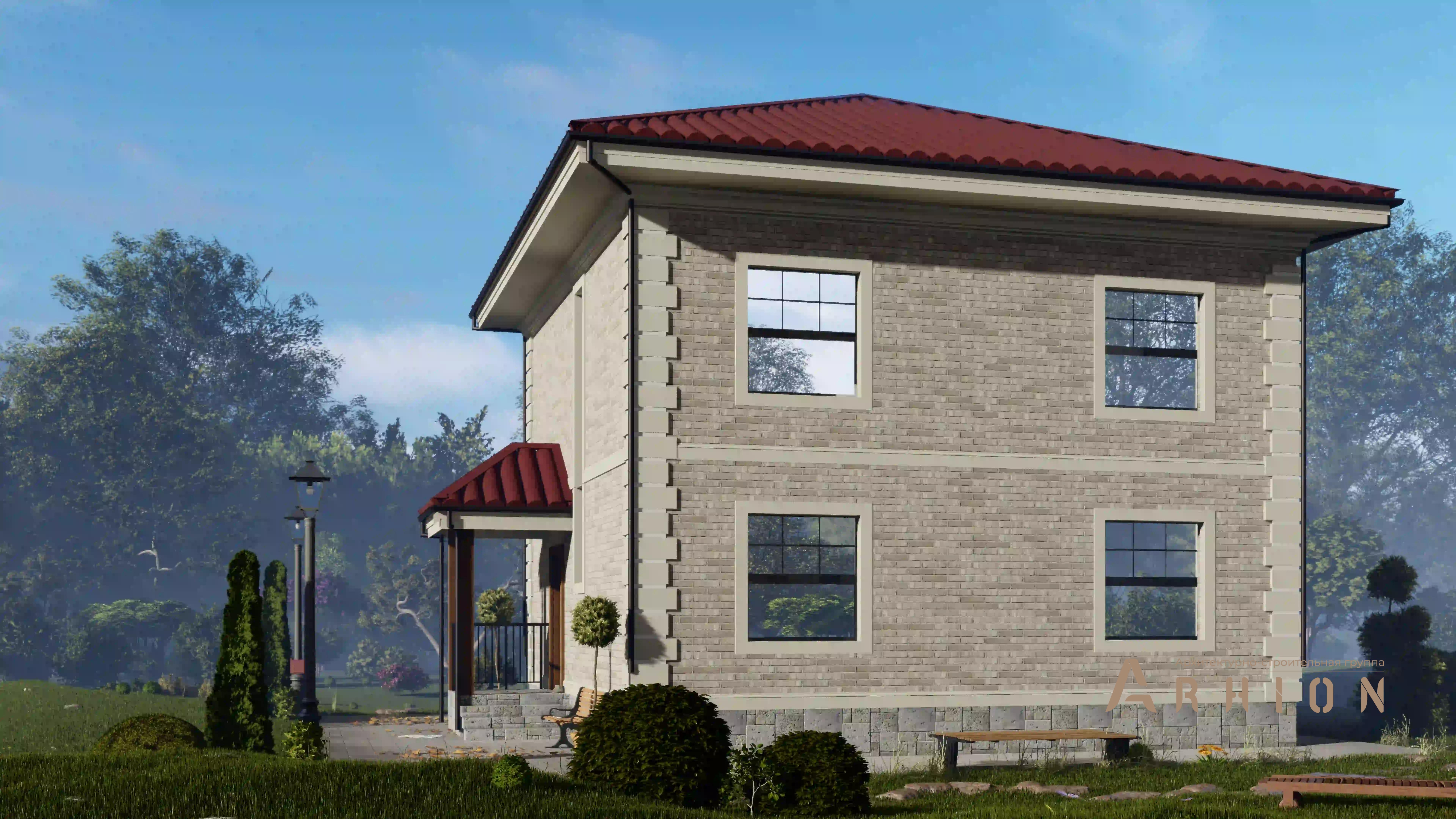 5. Проект двухэтажного дома в современном стиле с четырехскатной, H-1402, площадью - 135 кв