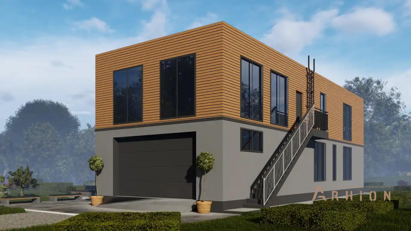 8. Проект двухэтажного дома в стиле хай-тек с плоской кровлей , H-1404, площадью - 365 кв c терассой, балконом, гаражом