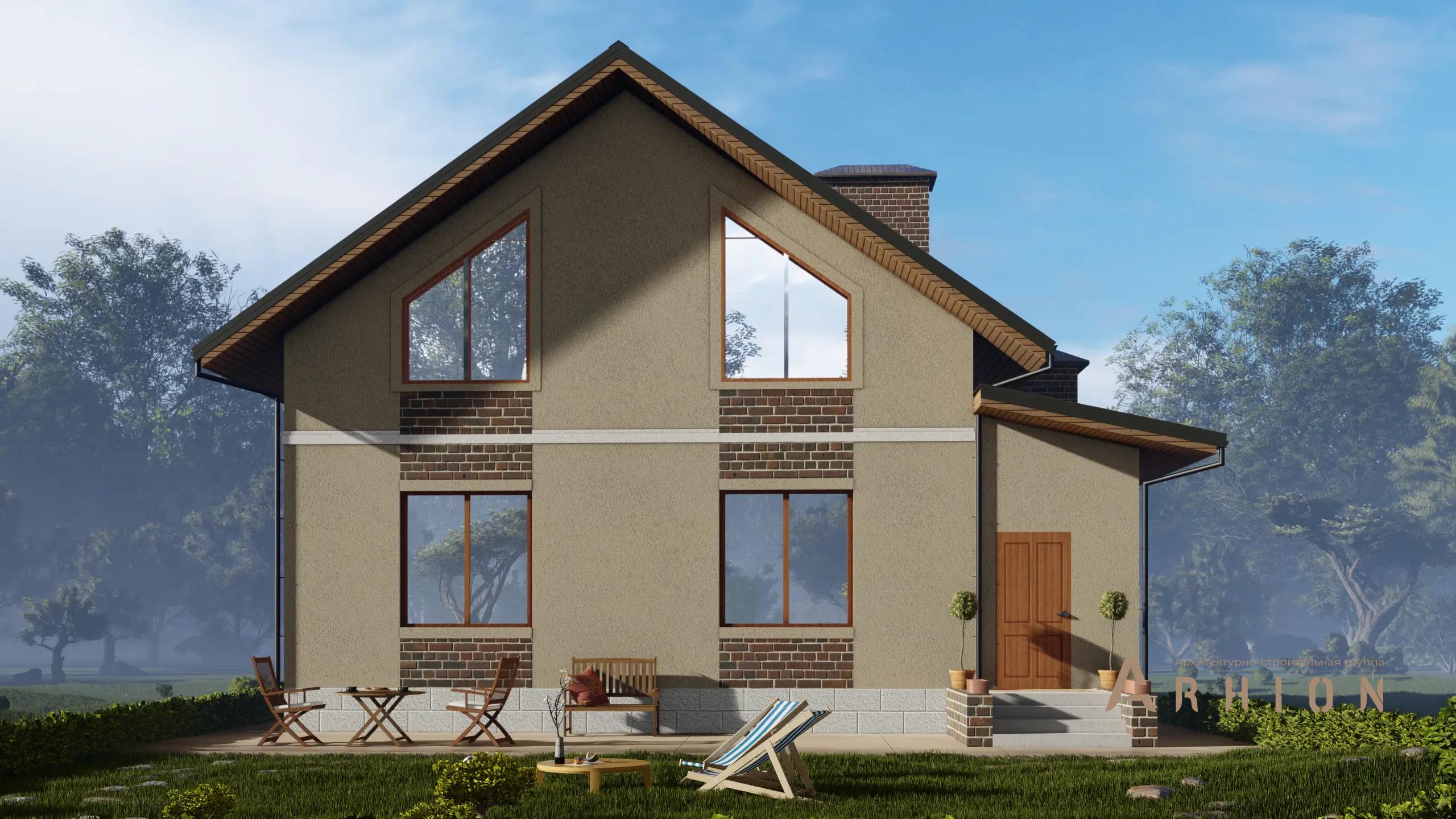 2. Проект одноэтажного дома в европейском стиле с двускатной кровлей, H-1405, площадью - 150 кв c мансардой