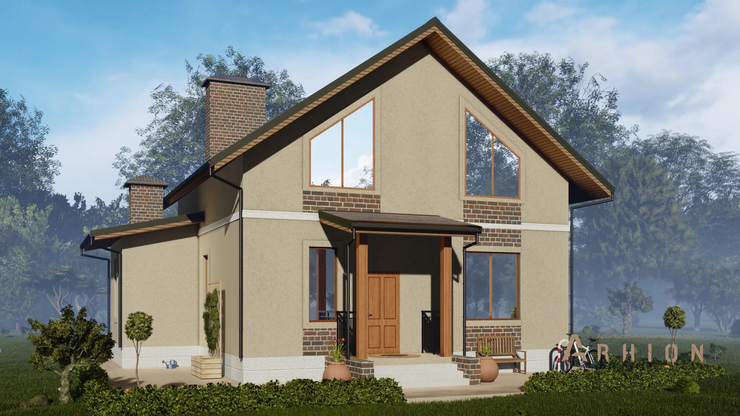 5. Проект одноэтажного дома в европейском стиле с двускатной кровлей, H-1405, площадью - 150 кв c мансардой