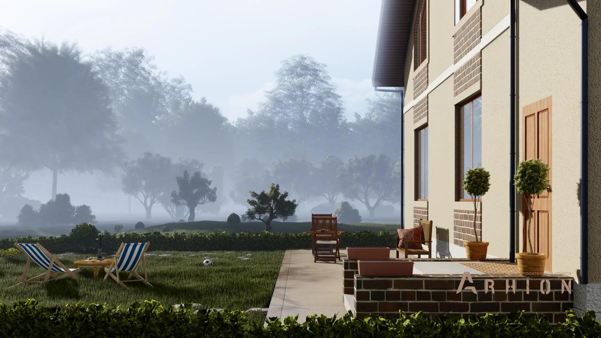 4. Проект одноэтажного дома в европейском стиле с двускатной кровлей, H-1405, площадью - 150 кв c мансардой