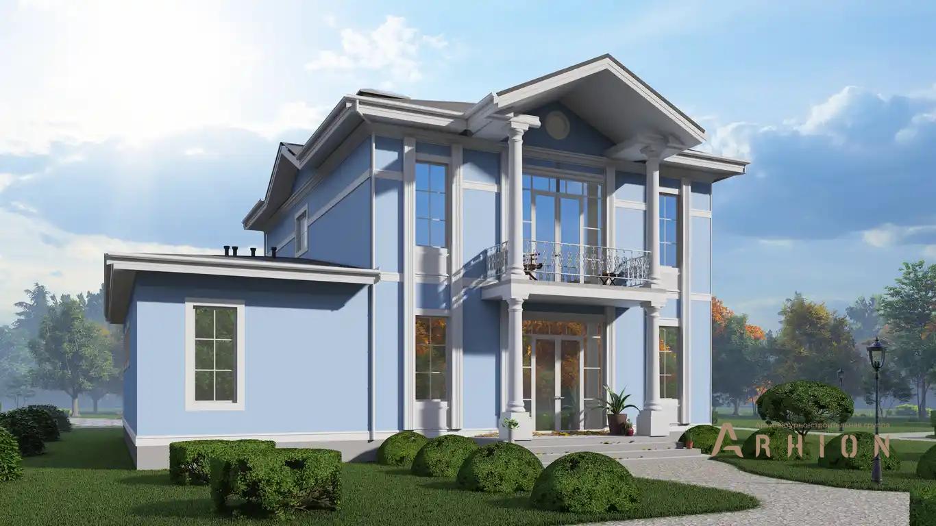 5. Проект двухэтажного дома в классическом стиле с многоскатной кровлей, H-1408, площадью - 242 кв c балконом, гаражом